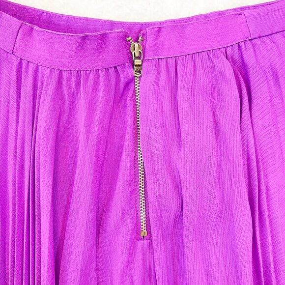 ALICE AND OLIVIA Purple Chiffon Long Pleated Asymmetrical Skirt Women's Size 0 - Picture 5 of 6